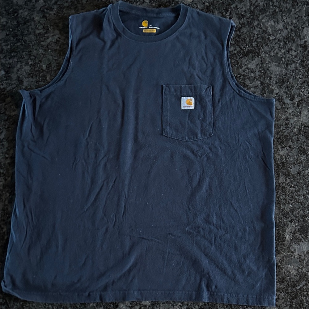 Carhartt Dark Blue Sleeveless Pocket Shirt